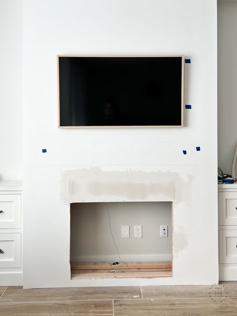 Square Electric Fireplace Insert, Fireplace Surround Diy, Fireplace In Bedroom, Master Fireplace, Blue Fireplace, Lantern House, Reclaimed Wood Fireplace, Electric Fireplace Living Room, Diy Fireplace Mantel