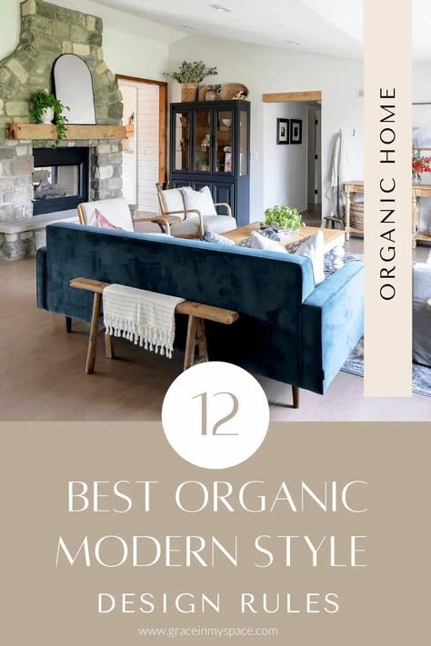 Do you love organic modern style? Perhaps you weren't even sure what to call your design style, but you know that you love modern spaces that feel natural and laid back. That most likely means you'll love to create an organic modern home. Implement these simple top 12 design rules to style organic modern decor in your home today! #fromhousetohaven #organicmodernstyle #organicmodern #modernorganic #organichome #organicmodernhome #organicmoderndecor Organic Modern Minimalist Living Room, Organic Modern Mood Board, Organic Decorating Style, Rustic Contemporary Living Room, Organic Modern Furniture, Modern Organic Decor, Organic Modern Home, Organic Interior Design, Tattoo Modern