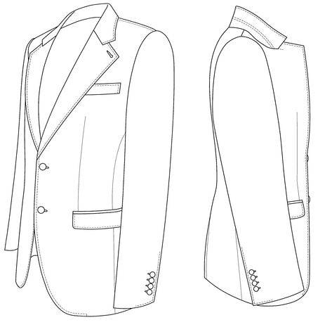 Suit Flat Sketch, Mens Suit Flat Sketch, Denim Jacket Technical Drawing, Biker Jacket Technical Drawing, Trench Coat Technical Drawing, Suit Drawing, Man Dress Design, Costume Design Sketch, Fashion Design Drawing