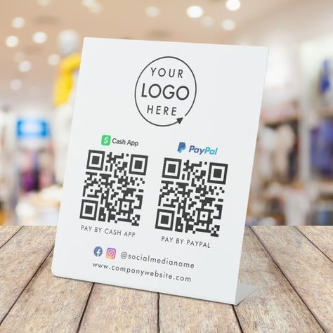 $15.78 | QR Code Payment | CashApp Paypal Scan to Pay Logo #qr code payment, cashapp paypal, scan to pay, logo business, cash app qr code, paypal qr code, digital wallet, modern minimalist simple clean white, craft show, pop up store Scan To Pay, Paypal Cash, Modern Minimalist Style, Digital Wallet, Tabletop Signs, Business Promotion, Social Media Icons, Qr Codes, Pop Up Store