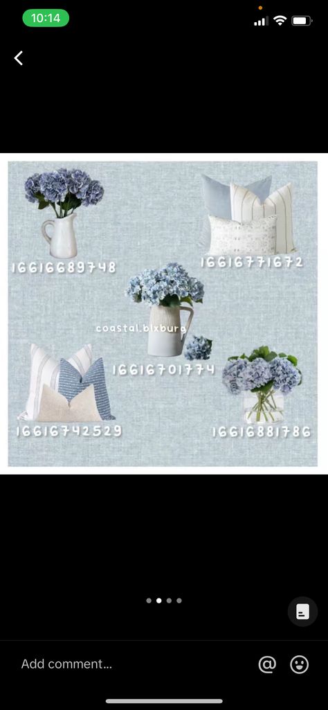 Blue Flower Decal Bloxburg, Bloxburg Flower Decals Codes, Flower Decals Bloxburg, Bloxburg Coastal House, Bloxburg House Inspiration, Bloxburg Dream House, Italy Town, Bloxburg House Decals, Bloxburg Houses Ideas