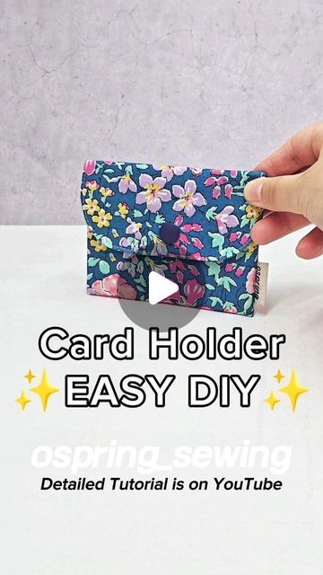 속초 오스프링 | 핸드메이드 패브릭 소품샵 on Instagram‎: "Very Easy DIY Cardholder🌈 Detailed Tutorial is on YouTube✨️ Please Visit my channel🥰  🧵 Simple and Quick sewing ❤️ Youtube link in BIO @ospring_sewing ✏️ Pattern & Measurements included  *  #diy #tutorial #tipsandtricks #sewingproject #coser #costura #cardholder #cardwallet #ハンドメイド #dikiş #خیاطی #핸드메이드"‎ Playing Card Holder Sewing Pattern, Diy Cardholder, Diy Card Wallet, Credit Card Holder Pattern, Diy Wallet Tutorial, Card Wallet Tutorial, Card Wallet Pattern, Index Card Holders, Bag Holder Pattern