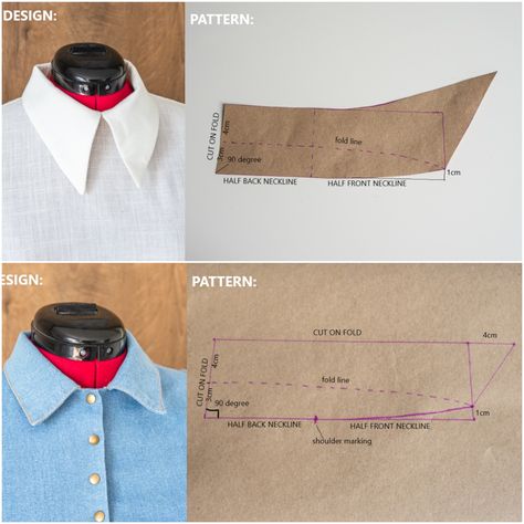 Collar Shirt Pattern Sewing, How To Make Shirt Collar Pattern, Pattern Collar Sewing, Women Shirt Collar Pattern, How To Put A Collar On A Shirt, Shirt Drafting Pattern, Collar Stand Pattern, Sewing A Collar On A Shirt, How To Make A Shirt Collar