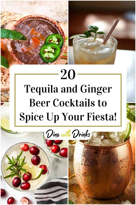 Collage of 4 tequila and ginger beer cocktails. Tequila And Ginger Beer, Tequila Ginger Beer Cocktails, Ginger Beer Cocktail Recipes, Ginger Beer Drinks, Beer Cocktail Recipes, Ginger Beer Cocktail, Beer Cocktail, Ginger Drink, Bar Game