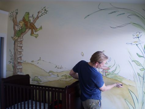 Frog and toad  http://www.birdstudio.com http://www.smartworkstudio.com Woodland Mural, Playroom Mural, Fairy Tree Houses, Forest Mural, Tree Mural, Nursery Mural, Bedroom Murals, Fairy Tree, Wall Murals Painted