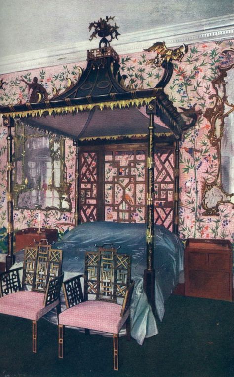 bedroom granduer Chinoiserie Interior Design, Chinese Bedroom, Chinoiserie Interior, Chinese Room, Asian Interior Design, Living Colors, Asian Interior, Modern Asian, Chinoiserie Style