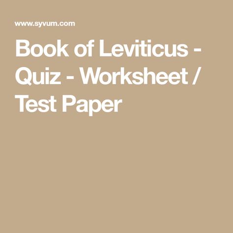 Book Of Leviticus Bible Study, Leviticus Bible Study, Book Of Deuteronomy, Book Of Exodus, Bible Worksheets, Bible Quiz, Kids Pop, Pop Quiz, Names Of God