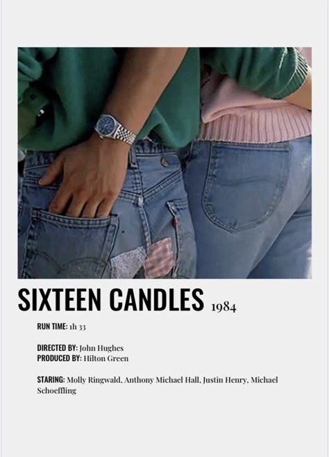 Sixteen Candles Movie, Movie Card, Girly Movies, Iconic Movie Posters, Film Poster Design, Film Posters Minimalist, Minimal Movie Posters, Movie Songs, Indie Movies