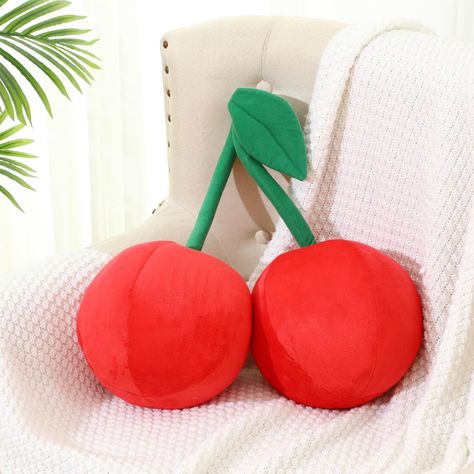 PRICES MAY VARY. Adorable Design: the fruit pillows are designed in the shape of an adorable cherry, complete with branches, look special and eye catching, ideal for adults with a playful imagination; It's a delightful addition to the bedroom, living room, home, office, nursery, sofa, car, dormitory and other places, adding a touch of fruit themed fun to their space Comfortable to Hug: crafted from plush and down cotton material, the cute fruit pillow is washable and can withstand varying degree Fruit Theme Bedroom, Gummy Bear Room Decor, Cute Colorful Pillows, Cherry Room Decor Aesthetic, Cherry Themed Nursery, Fun Shaped Pillows, Cherry Home Decor, Cherry Themed Room, Y2k Pillows