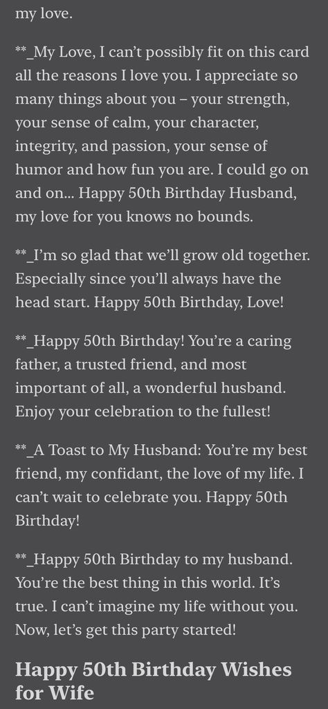 40th Birthday Speech For Husband, 30th Birthday Message For Husband, 40th Birthday Message For Husband, Birthday Speech For Husband, 50th Birthday Speech For Husband, Husband 50th Birthday Quotes, Happy 50th Birthday Husband, 60th Birthday Speech, 50th Birthday Speech