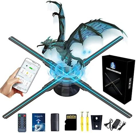 Amazon.com: 3D Hologram Fan, 16.5in WiFi 3D Hologram Projector Advertising Display With 224 LED Light Beads Holographic Video Projector for Business Store Signs, Bar, Casino, Party, Christmas : Electronics 3d Hologram Video, 3d Hologram Projector, Ceiling Skylight, 3d Hologram Fan, Hologram Video, Business Exhibition, Holographic Displays, 3d Hologram, Holography