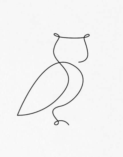 Simple Line Art Animals, Easy To Draw Harry Potter, Easy Tattoos For Beginners For Women, Animal Line Drawings Simple, Owl Doodle Art, Owl Illustration Simple, Owl Line Tattoo, One Line Art Animals, Line Art Drawings Animals