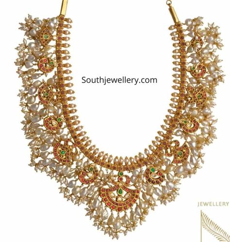 Guttapusalu Haram, 22 Carat Gold Jewellery, Peacock Motif, Gold Peacock, Diamond Wedding Jewelry, Antique Jewellery Designs, South Indian Jewelry, 22 Carat Gold, Indian Jewellery Design