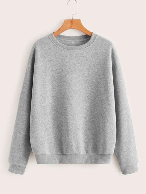 Dropped Shoulder Sweatshirt, Sports Sweatshirts, Round Neck Sweatshirts, Knit Sweatshirt, Clothing Size Chart, Womens Clothing Sizes, Grey Sweatshirt, Casual Sweatshirt, Long Sleeve Sweatshirts