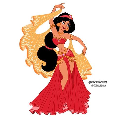 🌼🌺✨ Paola Tosca Art ✨🌺🌼 on Instagram: “Designer Jasmine made with the amazing @natmarieee25 ❤ I'm so happy with how she turned out! ⁣ ⁣ Now the big question, red Jasmine or aqua…” Red Jasmine, Jasmine Halloween Costume, Belly Dancer Outfits, Jasmine Hair, Princess Jasmine Costume, Disney Doodles, Aladdin Jasmine, Red Princess, Classic Halloween Costumes