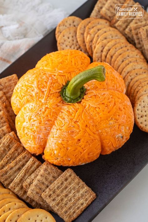 Pumpkin-Shaped Cheese Ball Pumpkin Cheeseball, Pumpkin Shaped Cheese Ball, Pumpkin Cheese Ball Recipe, Shaped Cheese Ball, Mexican Seafood, Cheese Ball Recipe, Fall Appetizers, Fall Gathering, Halloween Appetizers