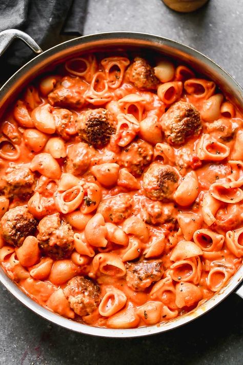 Creamy Meatball Pasta, Creamy Tomato Pasta Sauce, Vodka Rigatoni, Sauce And Meatballs, Creamy Tomato Pasta, Meatball Pasta, Tomato Pasta Sauce, For Keeps, Creamy Tomato Sauce