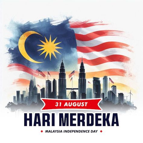 Bendera Malaysia Aesthetic, Merdeka Illustration, Malaysia Aesthetic, Malaysia Independence Day, Malaysia Day, Day Illustration, Illustration Poster, Illustrations Posters, Independence Day