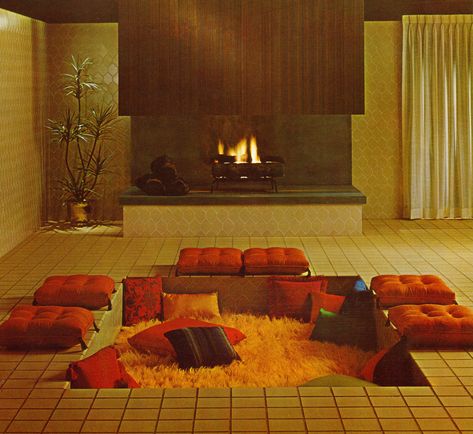 Conversation Pit | Who needs furniture when you've got a pit… | Flickr 70s Conversation Pit, Living Room 70s, 60s Interior, 70s Interior Design, Conversation Pit, 70s House, Cozy Living Room Design, 70s Interior, Sunken Living Room