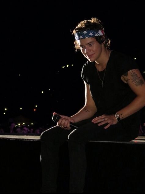 Harry from the Hershey concert last night July 6th Frat Boy Harry Styles, American Flag Bandana, Harry Styles 2013, Frat Boy, Harry Styles Wallpaper, Harry Styles Pictures, Harry Styles Photos, Mr Style, The Perfect Guy