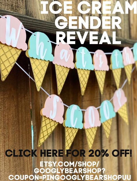 Whats The Scoop Gender Reveal Backdrop, Ice Cream Gender Reveal Ideas, What’s The Scoop Gender Reveal Diy, Gender Reveal Brunch, Scoop Gender Reveal, Ice Cream Gender Reveal, Cream Gender Reveal, Gender Reveal Pictures, Gender Reveal Food