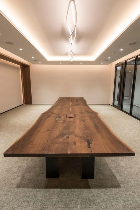 Live Edge Conference Room Table, Live Edge Conference Table, Conference Table Design, Wood Slab Dining Table, Modern Conference Table, Mediterranean Interior Design, Mediterranean Interior, Communal Table, Conference Tables