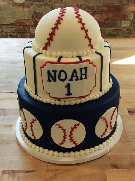 Baseball Themed First Birthday Cake Baseball Theme Cakes, Baseball Cakes, Baseball Birthday Cakes, Baseball Theme Birthday, Red Birthday Cakes, Baseball First Birthday, Nursing Cake, Baseball Cake, Baby Boy 1st Birthday Party