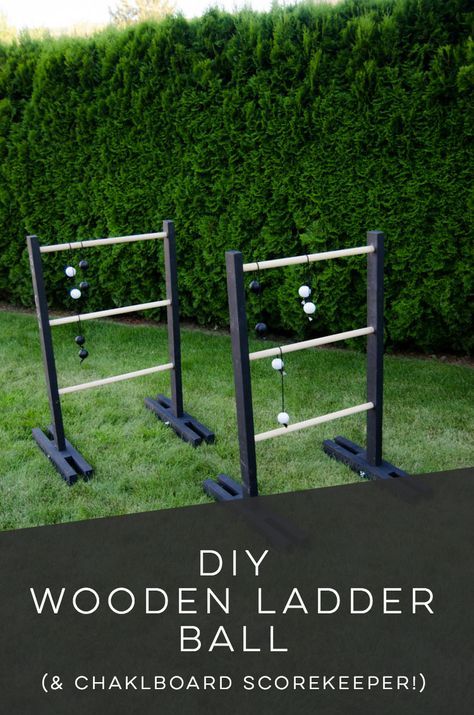 Diy Ladder Ball, Diy Wooden Ladder, Outdoor Yard Games, Ladder Ball, Diy Yard Games, Outside Games, Diy Ladder, Wood Games, White Look