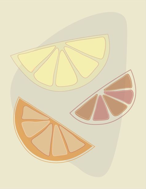 Citrus Drawing Simple, Citrus Doodle, Citrus Illustration, Mandarin Orange Illustration, January Bujo, Citrus Illustration Graphic Design, Citrus Image, Background Fruit, Geometric Illustration