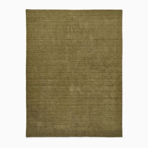 Wool Area Rugs | West Elm Olive Rug Living Room, Green Rug Bedroom, Olive Green Rug, Olive Rug, Vermont House, West Elm Kids, Solid Color Rug, Rug Green, Green Carpet