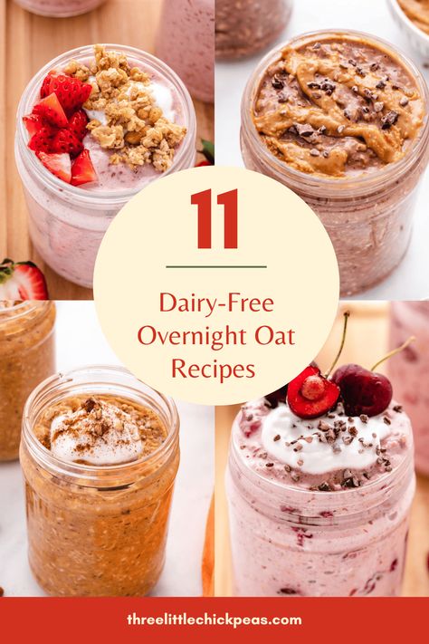 Whether you’re new to overnight oats or just looking for more inspiration, we’ve got 11 dairy-free oatmeal flavors for you to try. Enjoy them as a ready-made cold breakfast for those busy mornings. Gluten Free Overnight Oats, Dairy Free Overnight Oats, Overnight Oat Recipes, Cold Breakfast, Oatmeal Flavors, Dairy Free Protein, Oatmeal With Fruit, Oat Recipes, Vegan Overnight Oats