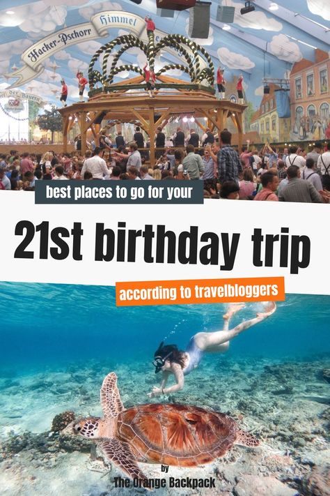 Your 21st birthday should be one to remember. The perfect way to celebrate this milestone is by treating yourself with a 21st birthday trip. This is the moment to splurge on this special birthday! This blog post gives you the best inspiration for the best places to celebrate your 21st birthday. From bucket list festivals to off the beaten path city trips and from tropical beaches to must-visit islands, these are the best 21st birthday travel ideas. Birthday Travel Ideas, 21st Birthday Trip, Orange Backpack, Orange Backpacks, Birthday Places, Birthday Travel, Birthday Trip, Tropical Beaches, City Trip