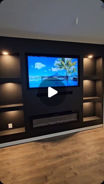 Modern Accent Wall on Instagram: "This Media Center wall deserves an ENCORE 👏🏼✨! #ModernAccentWalls #LuxuryCustomWalls #TricornBlack #LivingRoomGoals #familyRoom #MediaCenter" Accent Wall Behind Tv, Modern Accent Wall, Wall Behind Tv, Living Room Goals, Modern Accents, Media Center, Home Projects, Accent Wall, Family Room