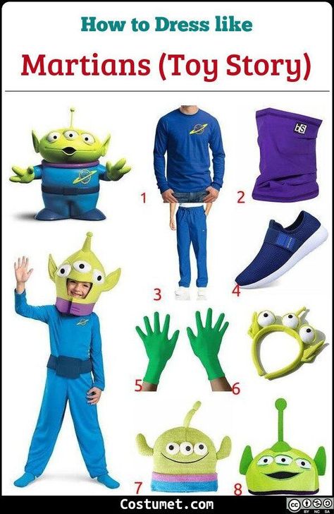 Toy Story Martian Costume, Toy Story Adult Costumes Diy, Toy Story Characters Costumes, Diy Toy Story Costumes, Alien Fancy Dress, Woody Toy Story Costume, Diy Alien Costume, Martian Costume, Toy Story Alien Costume