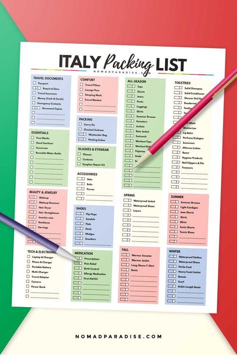 The Ultimate Italy Packing List You Can Download Today Italy Vacation Packing List, 10 Day Packing List Europe, 10 Days In Italy Packing Lists Summer, Two Weeks In Italy Packing List, Packing List For Italy In September, Packing For Italy In May, Italy Packing List Spring, Packing For Italy Summer, Packing List Italy