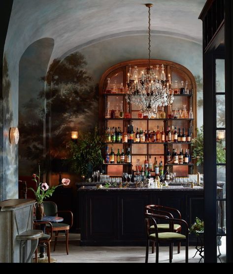 photo @ditteisager @roman_and_williams_ Veronika bar Mirror Behind Bar, Roman And Williams, Aged Mirror, Gorgeous Interiors, Wall Ceiling Lights, Wall Ceiling, Interior Design Magazine, Glass Molds, Glass Light