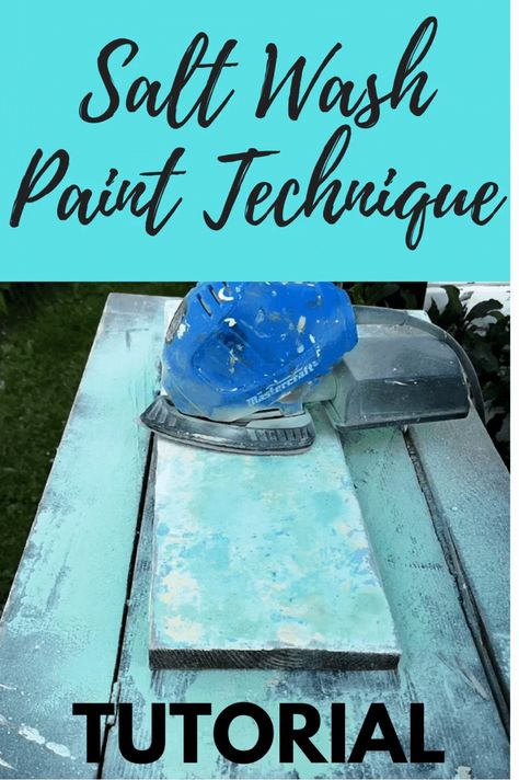 Amazing recipe to create fabulous chippy aged wood. #saltwashpaint #chippywood See link for full tutorial Diy Salt Wash, Salt Wash Paint, Pickling Salt, Salt Wash, Dollar Tree Hacks, Floor Paint, Aged Wood, Refinished Furniture, Paint Techniques