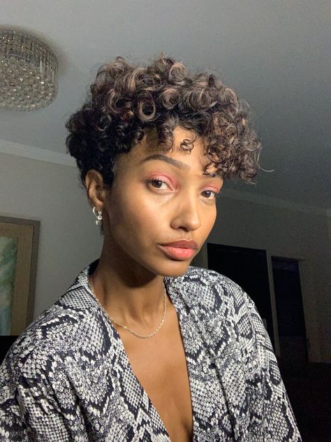 Flattering Short Hair & Bangs Combos You’ll Love Coily Pixie Haircut, Short Hair Bangs, Pixie Cut Curly Hair, 3c 4a Hair, Bangs Cut, 3c Curly Hair, Short Curly Cuts, Short Haircuts With Bangs, 4a Hair