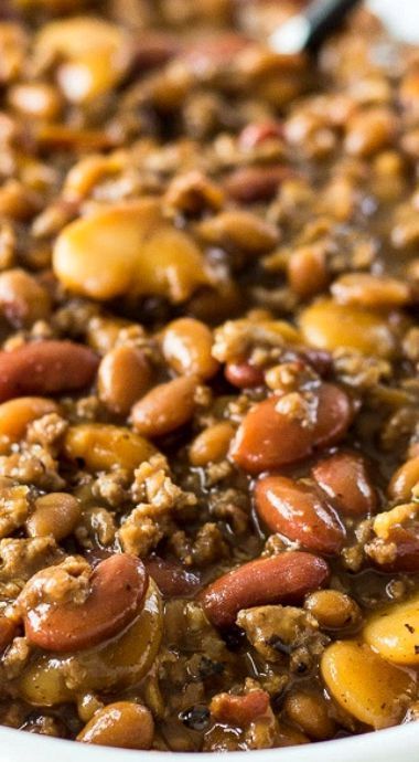 Three Bean Casserole, Baked Bean Casserole, Beans Beans, Baked Bean Recipes, Lima Beans, Butter Beans, Bean Casserole, Baked Beans, Beef Dishes