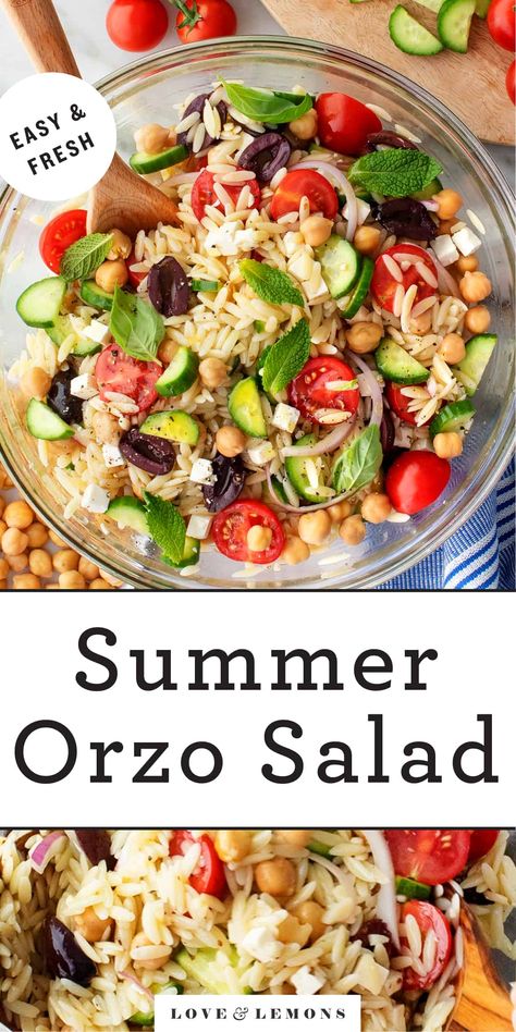 Orzo Salad Recipe - Love and Lemons Easy Orzo Salad, Summer Orzo Salad, Summer Orzo, Easy Orzo, Orzo Salat, Orzo Salad Recipes, Make Ahead Salads, Greek Dressing, Fresh Summer Salad