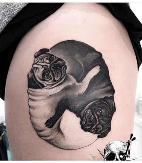 Pug Skull, Pug Tattoo, Tattoos For Dog Lovers, Upper Back Tattoos, French Bulldog Art, Pug Art, Tattoos For Lovers, Black Pug, Realism Tattoo