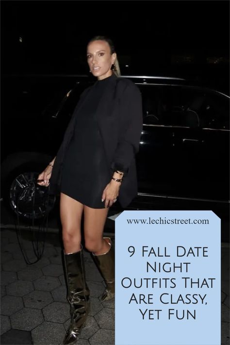 9 Fall Date Night Outfits That Are Classy, Yet Fun. Looking for fall date outfits casual to give you that date night aesthetic? Check out these date outfit idea for date night. These fall outfits casual are perfect for a casual or formal date night. Most of these fall outfits casual are probably in your closet. #falldateoutfitscasual #dateoutfitidea #dateaesthetic #falloutfitscasual Girls Night Out Fall Outfit Ideas, Date Night Winter Outfit Classy, Fancy Dinner Outfit Fall, Fall 2024 Date Night Outfits, Chic Fall Skirt For Date Night, Winter Day Date Outfit, Casual Date Outfit Fall, Easy Date Night Outfit, Trendy Fall Mini Skirt For Date Night