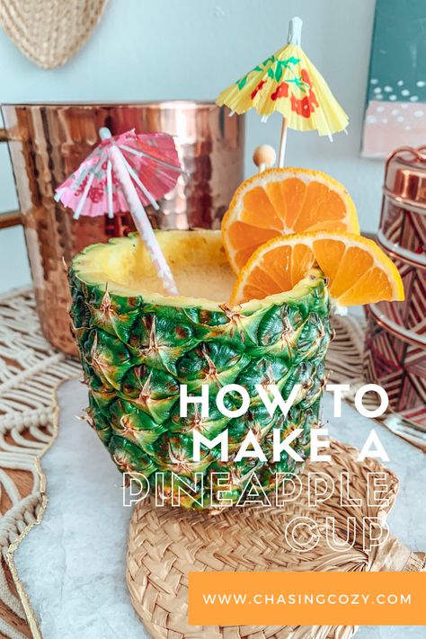 Pineapple Cup Drinks, Summertime Cocktails, Prosecco Punch, Summertime Cocktail, Pineapple Corer, Pineapple Cup, Apple Drinks, Fun Straws, Cut Pineapple