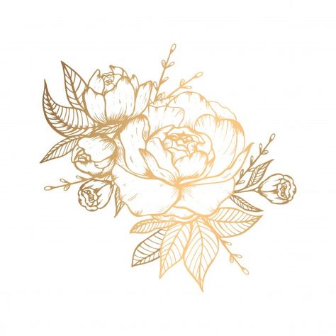 Hand drawn golden floral illustration wi... | Premium Vector #Freepik #vector #flower #wedding #vintage #floral Line Art Flowers, Motif Art Deco, Floral Border Design, Comic Drawing, Floral Illustration, Flower Background Wallpaper, Drawing Videos, Floral Border, Floral Background