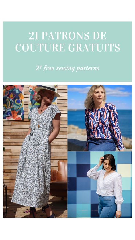 Couture : 21 patrons gratuits à télécharger en pdf Sewing Blogs, Couture Sewing, Clothes Sewing Patterns, Diy Couture, Dress Sewing Pattern, Dress Sewing Patterns, Sewing Patterns Free, Sewing Inspiration, Vintage Sewing