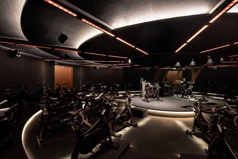 Ally Singapore: Spin studio with a tribe experience | Indesign Live: Interior Design and Architecture Types Of Communities, Spin Studio, Sleek Kitchen, Gym Flooring, Gym Design, Open Layout, Fitness Studio, Space Planning, Social Interaction