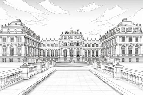 Palace of Versaille Paris suburbs France Versailles Royal Palace Castle of Versailles | Premium AI-generated image Castle Of Versailles, France Versailles, Paris Landscape, Castles France, Paris Suburbs, Building Drawing, Palace Of Versailles, Free Business Card Mockup, Business Card Maker