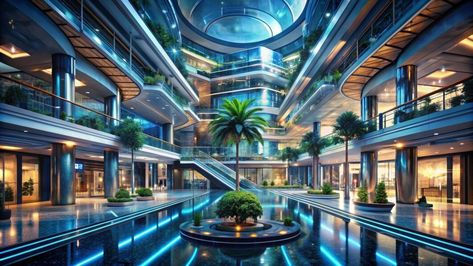 Premium Photo | Futuristic shopping mall concept Shopping Mall Concept, Mall Concept, Shopping Mall Landscape, City Center Mall, Funan Mall, Futuristic Shopping Mall, Century City Mall, Art Photos, Shopping Mall