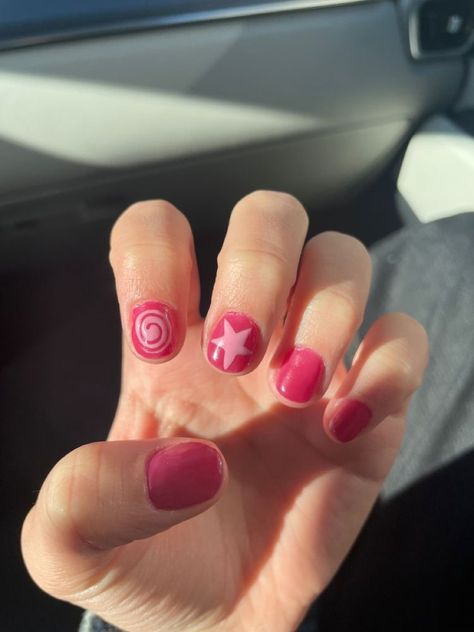 Ramona Flowers Nails, Funky Gel Nails, Jelly Pink Nails, Hippie Nails, Grunge Nails, Blush Nails, Pretty Gel Nails, Cute Gel Nails, Soft Nails