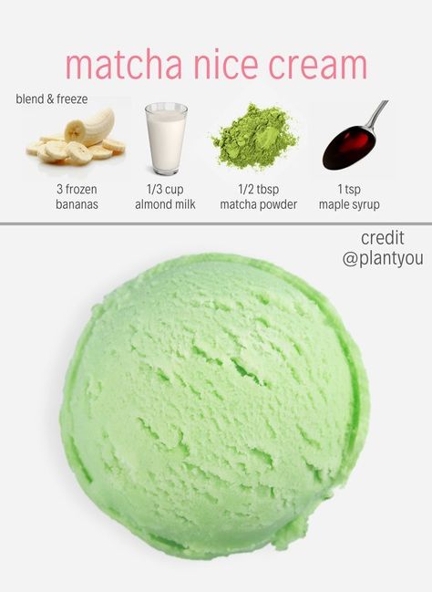 Matcha Nice Cream, Ice Cream Matcha, Matcha Vegan, Vegan Nice Cream, Nice Cream Recipe, Resep Smoothie, Banana Nice Cream, Matcha Ice Cream, Matcha Recipe